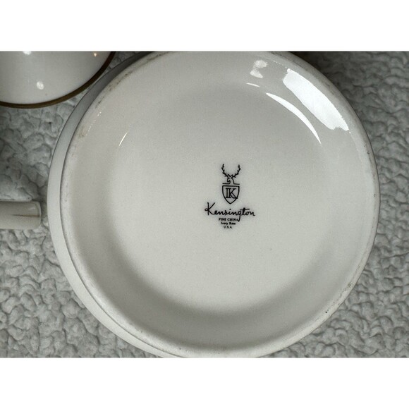 KENSINGTON USA Floral Fine China Ivory Bone Sugar Bowl And Creamer Set - Picture 6 of 7